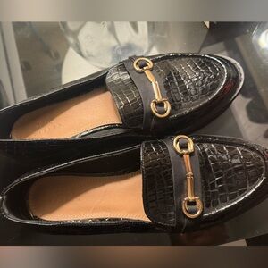 ASOS Black Textured Loafers with Gold Detail